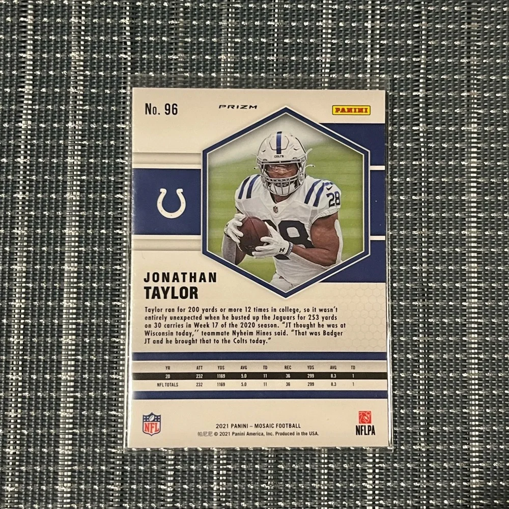 🏈 Jonathan Taylor NFL Football Sports Trading Card #96, Qty 1